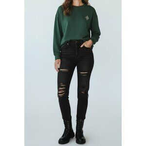 Topshop Moto Black Skinny Fit Distressed Jeans W34 L32